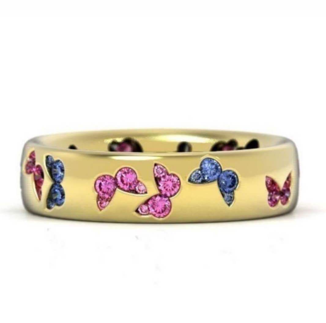 Ornament Exquisite Butterfly Inlaid Mixed Color Zircon Rings