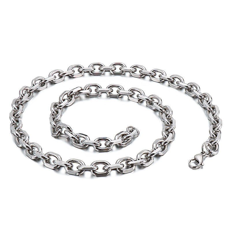 Stainless Steel Cross O-shaped Titanium Korean Style Fashion Necklace