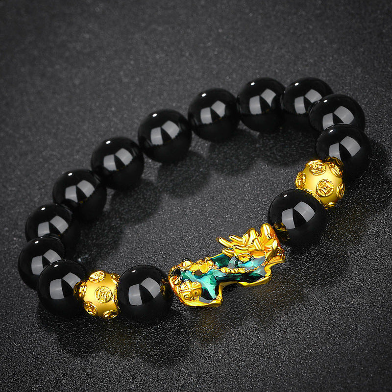 Vietnam Placer Gold Pi Obsidian Mantra Bracelets