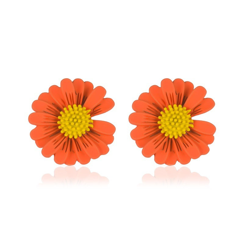 Simple Colored Flower Female Petals Super Earrings