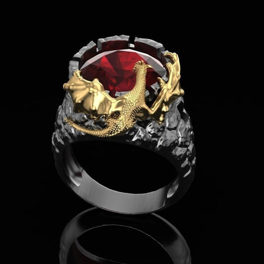 Men's Ornament Punk Goth Rock Personality Gold Two-tone Rings