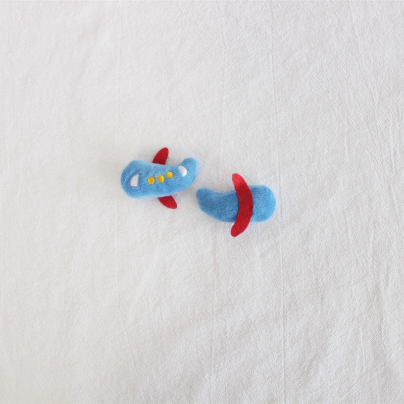 Car Blue Small Aircraft Brooch Plush Brooches
