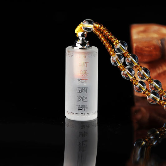 Mantra Retro White Crystal Unisex Glass Necklaces