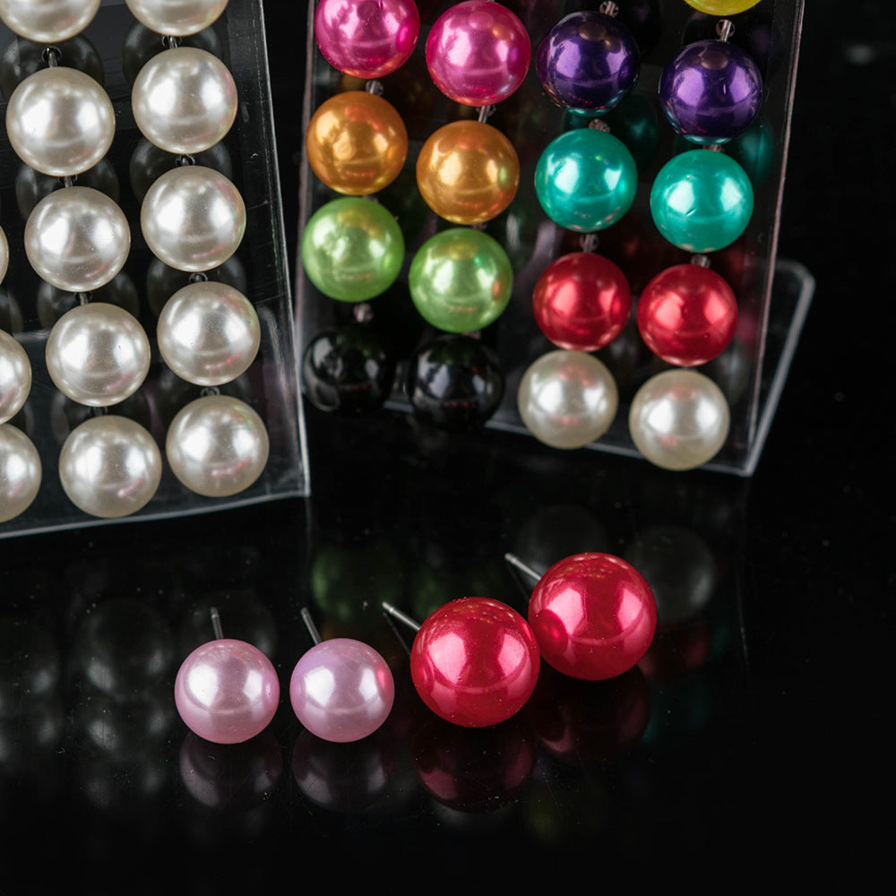 Natural Simple Plastic Bead Auricular Needle Stud Earrings