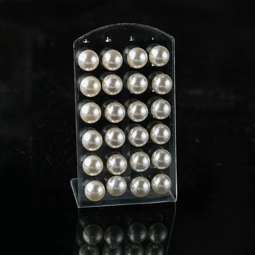 Natural Simple Plastic Bead Auricular Needle Stud Earrings