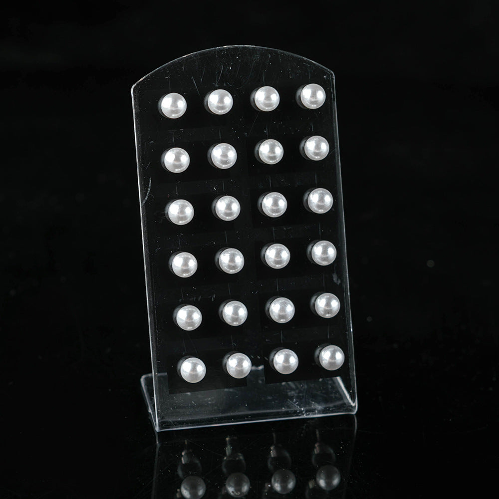 Natural Simple Plastic Bead Auricular Needle Stud Earrings