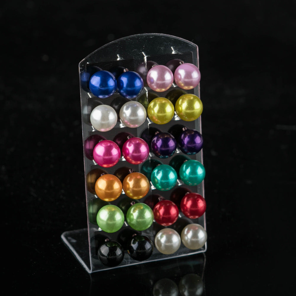 Natural Simple Plastic Bead Auricular Needle Stud Earrings