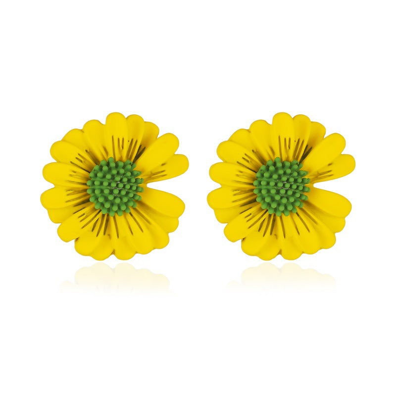 Simple Colored Flower Female Petals Super Earrings