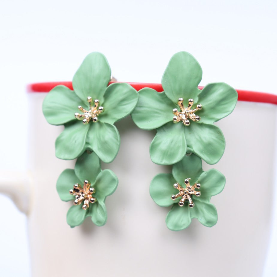 Fashion Personality Trend Multicolor Double Layer Earrings