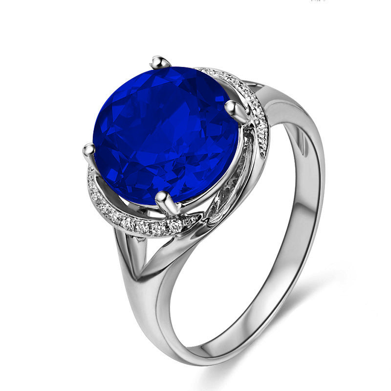 Women's Carat Swiss Blue Topaz Rose Gold Plated Gemstone Open Ring