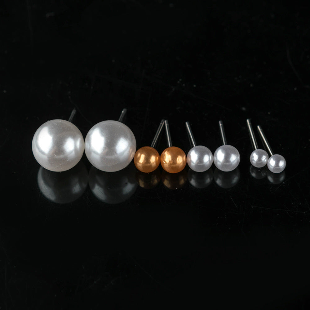 Natural Simple Plastic Bead Auricular Needle Stud Earrings