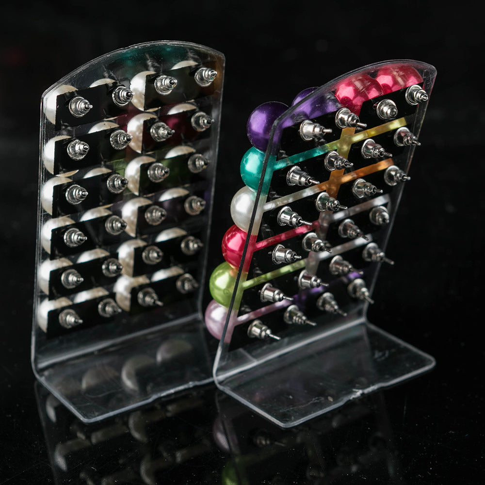 Natural Simple Plastic Bead Auricular Needle Stud Earrings