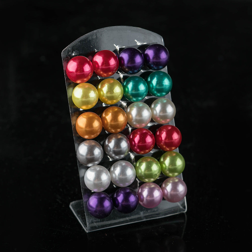 Natural Simple Plastic Bead Auricular Needle Stud Earrings