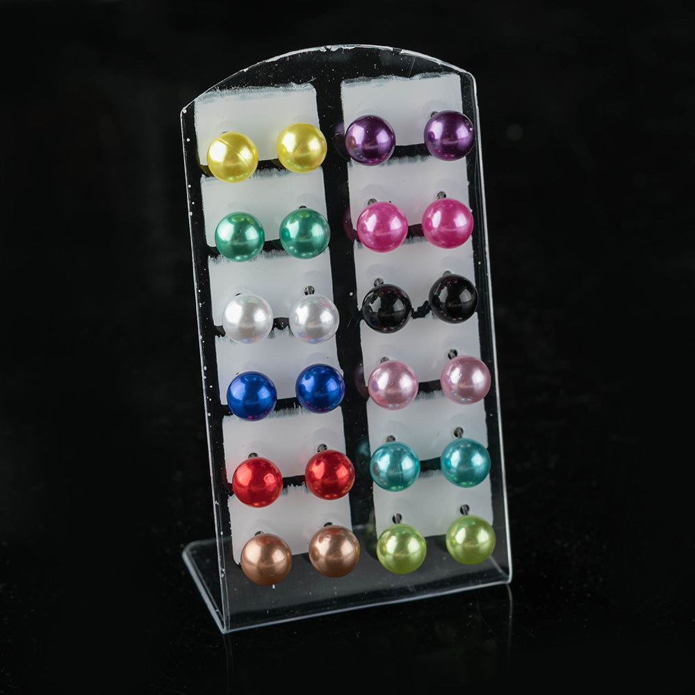 Natural Simple Plastic Bead Auricular Needle Stud Earrings
