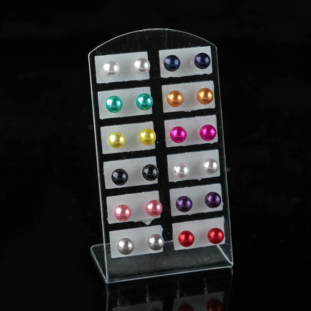 Natural Simple Plastic Bead Auricular Needle Stud Earrings