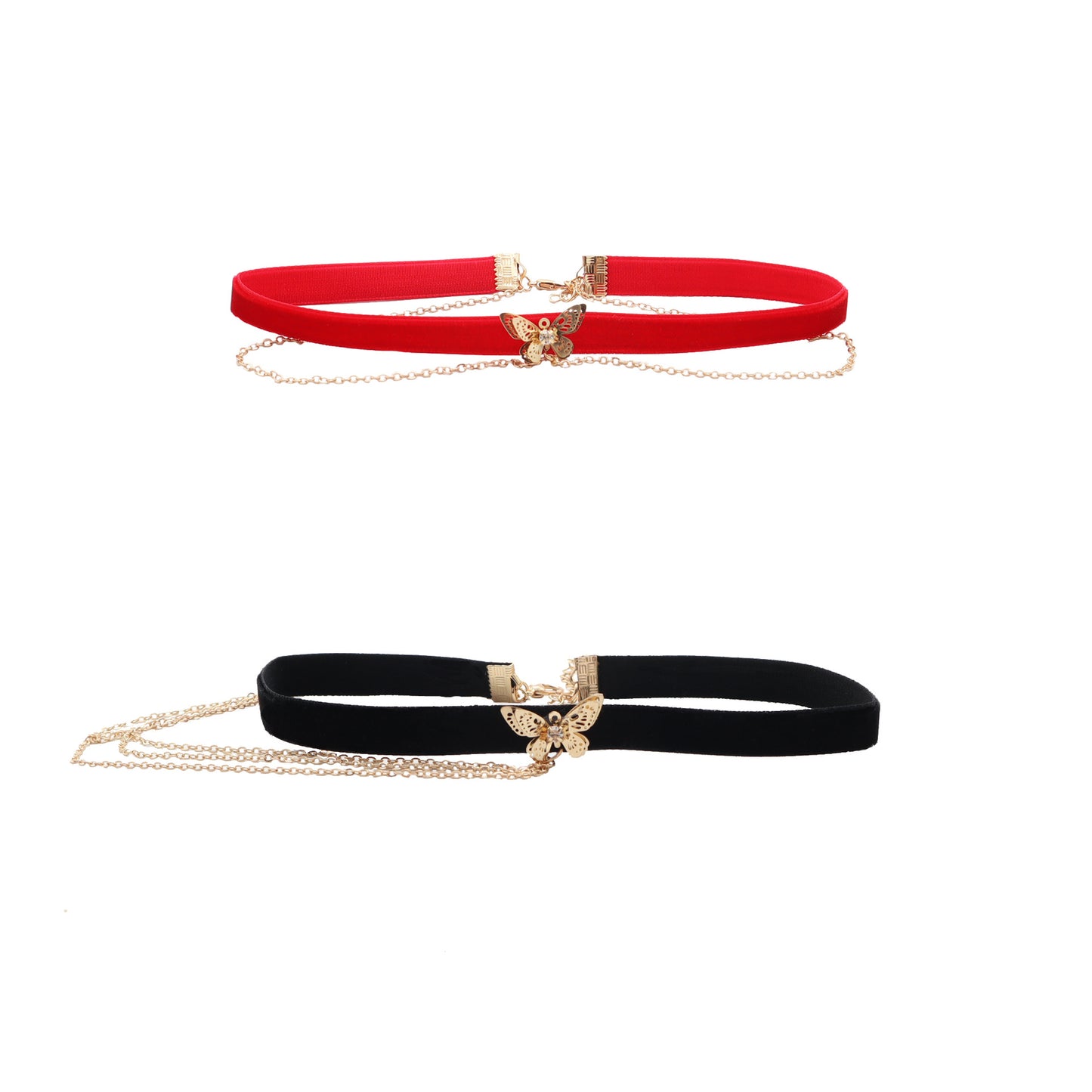 Layer Chain Butterfly Clavicle Veet Band Necklaces