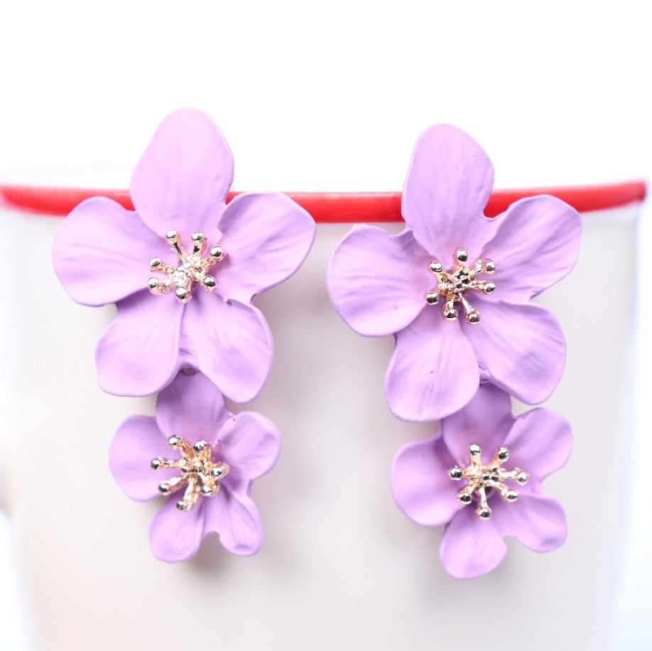 Fashion Personality Trend Multicolor Double Layer Earrings