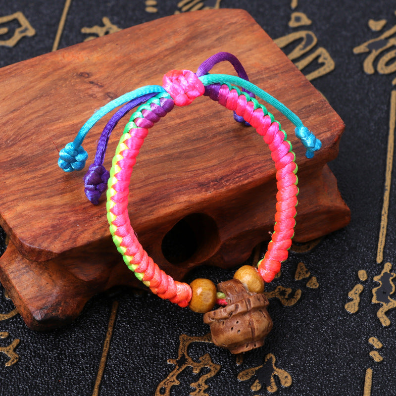 Dog Teeth Zodiac Animal Adults Wear Peach Wood Carving Activity Bracelet