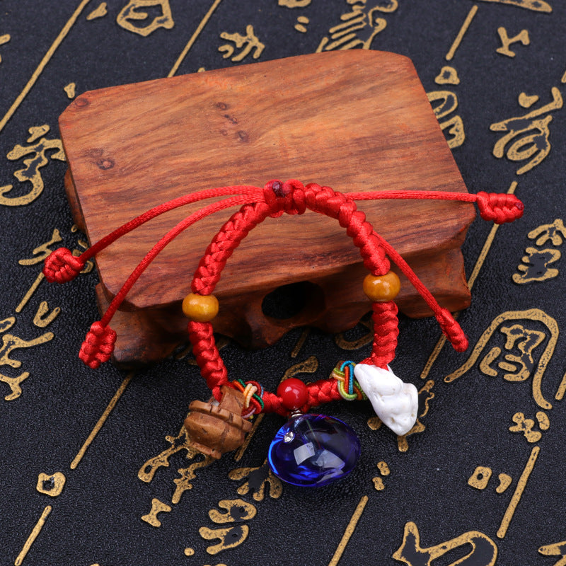 Dog Teeth Zodiac Animal Adults Wear Peach Wood Carving Activity Bracelet