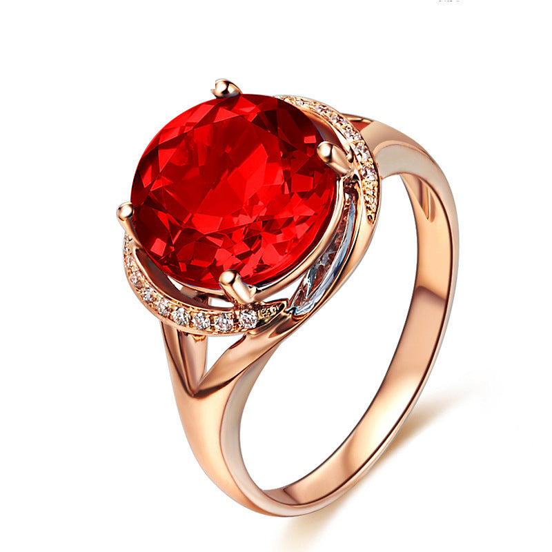 Women's Carat Swiss Blue Topaz Rose Gold Plated Gemstone Open Ring