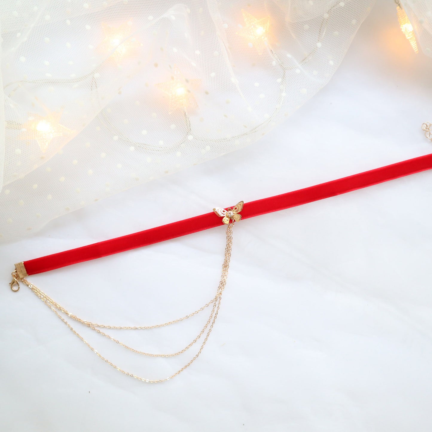 Layer Chain Butterfly Clavicle Veet Band Necklaces