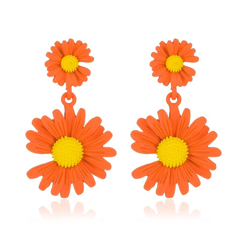 Simple Colored Flower Female Petals Super Earrings