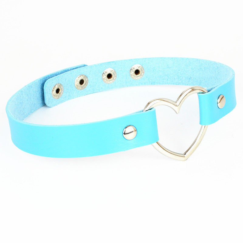 Fashion Punk Nightclub Soft Leather Heart Love Necklaces
