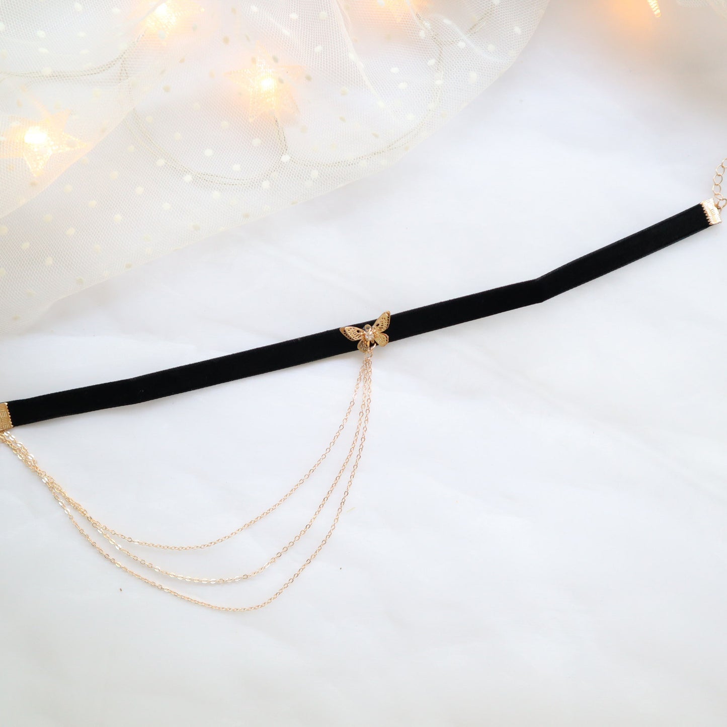 Layer Chain Butterfly Clavicle Veet Band Necklaces
