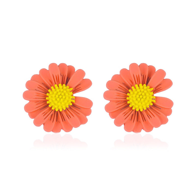 Simple Colored Flower Female Petals Super Earrings