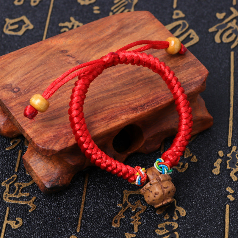 Dog Teeth Zodiac Animal Adults Wear Peach Wood Carving Activity Bracelet