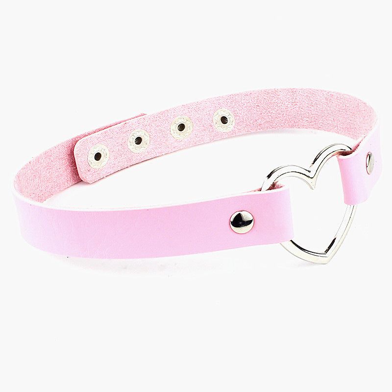 Fashion Punk Nightclub Soft Leather Heart Love Necklaces