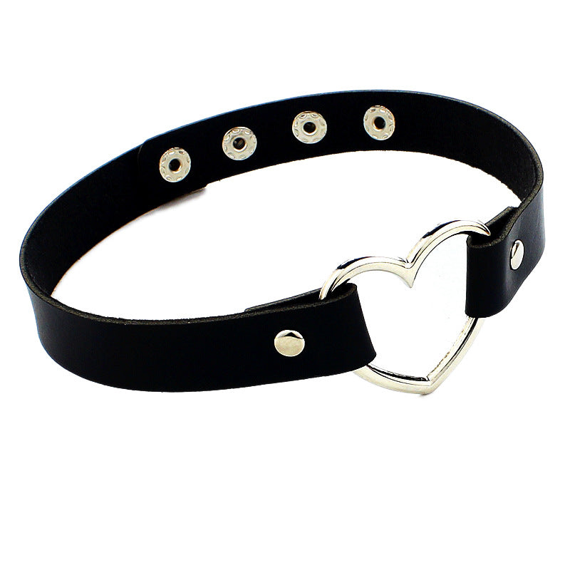 Fashion Punk Nightclub Soft Leather Heart Love Necklaces