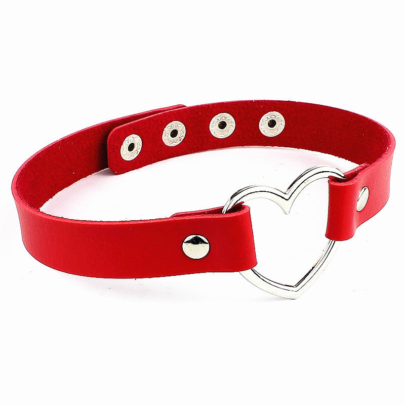 Fashion Punk Nightclub Soft Leather Heart Love Necklaces