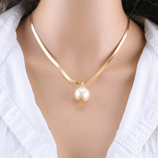 Copper Snake Chain Baroque Pearl Person Necklaces