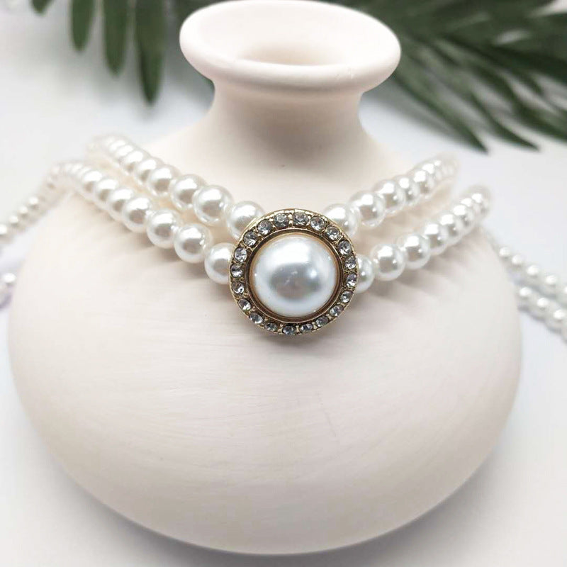 Fashionable Temperament Short Pearl Choker Gentle Necklace