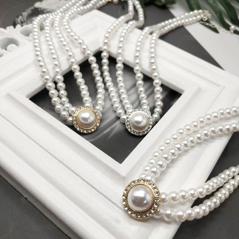 Fashionable Temperament Short Pearl Choker Gentle Necklace