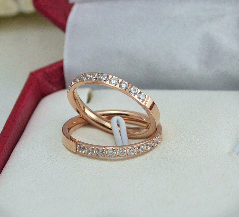 Titanium Steel Plated Rose Gold Full Rings