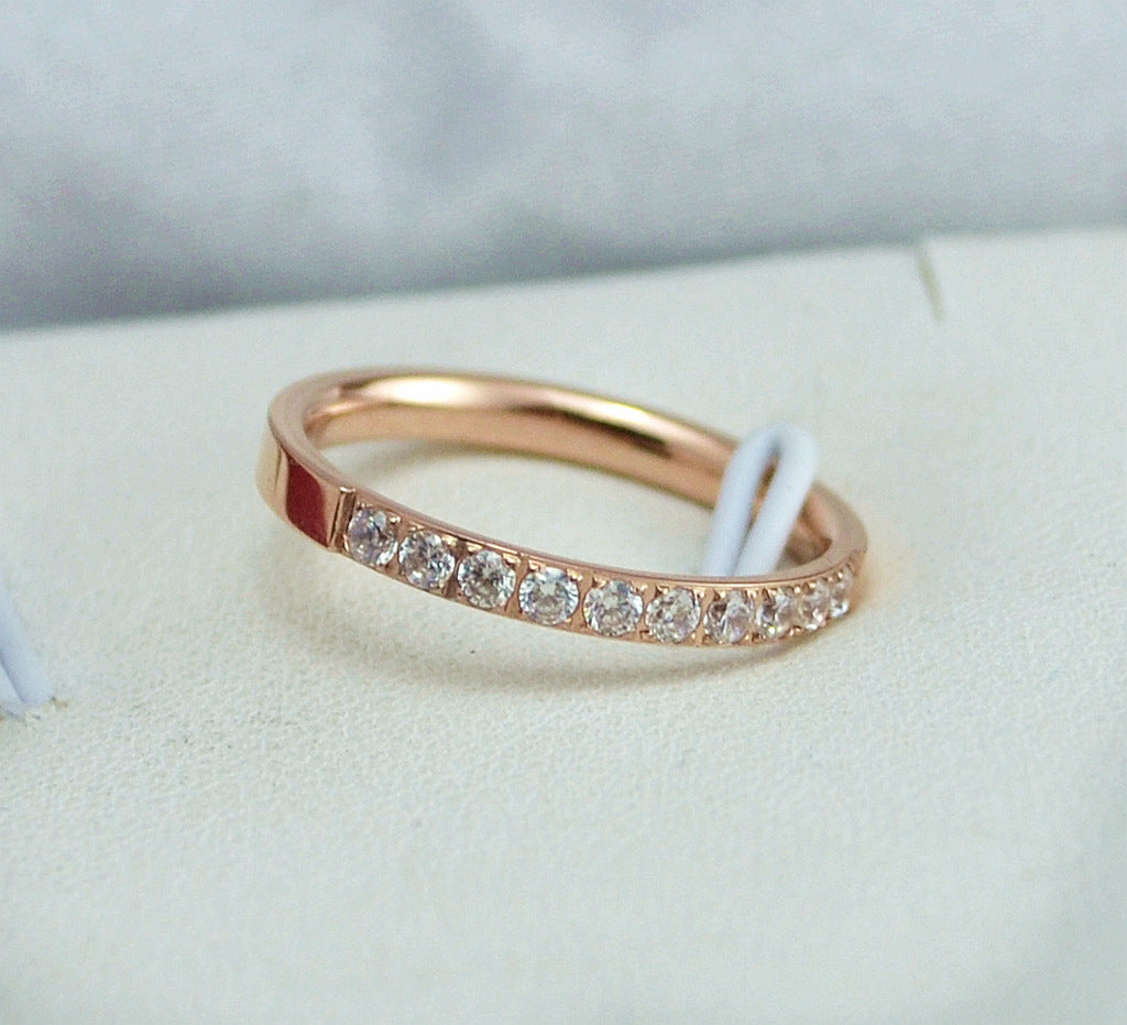 Titanium Steel Plated Rose Gold Full Rings