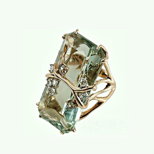 Inlaid Ink Blue Diamond Personality Ladies Ring