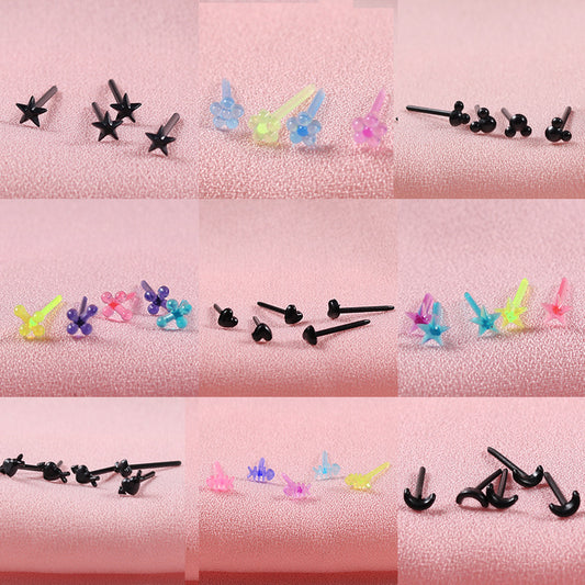 Women's Black Ear Stretcher Petite Stick For Stud Earrings