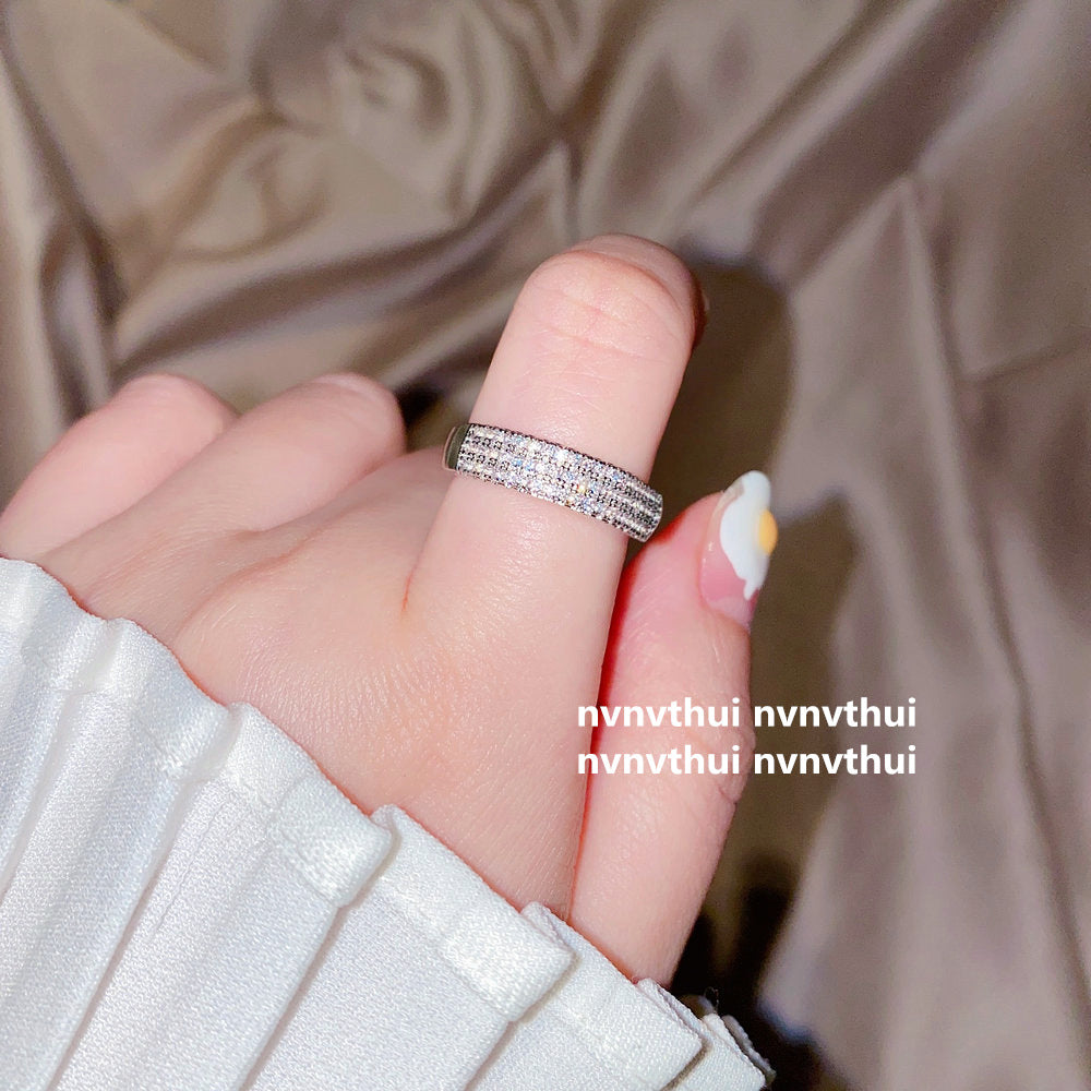 Bright Star Design White Gold Plated Zircon Starry Open Rings