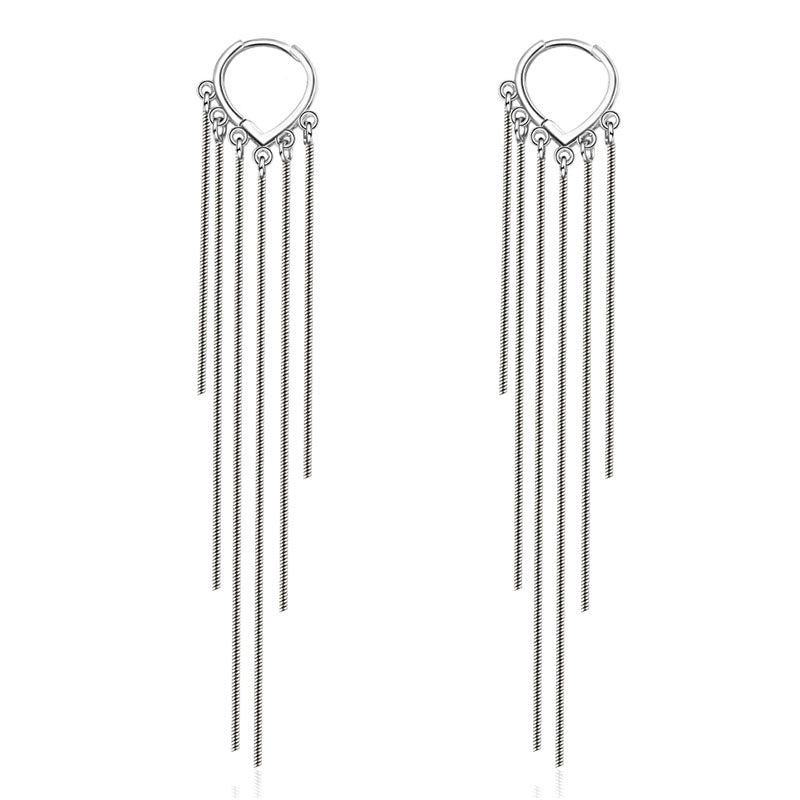 Women's Korean Style Siering Snake Bones Chain Tassel Long Clip Ear Line