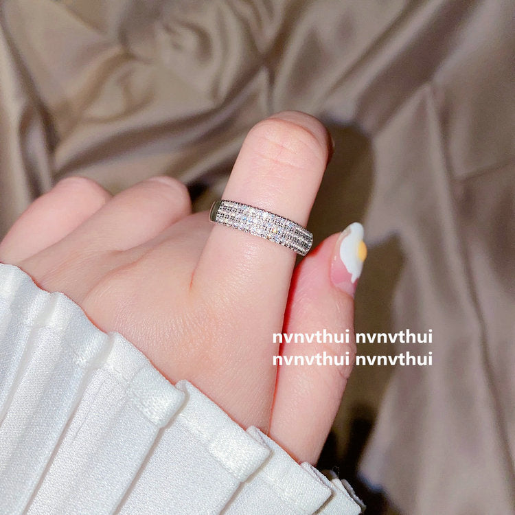 Bright Star Design White Gold Plated Zircon Starry Open Rings
