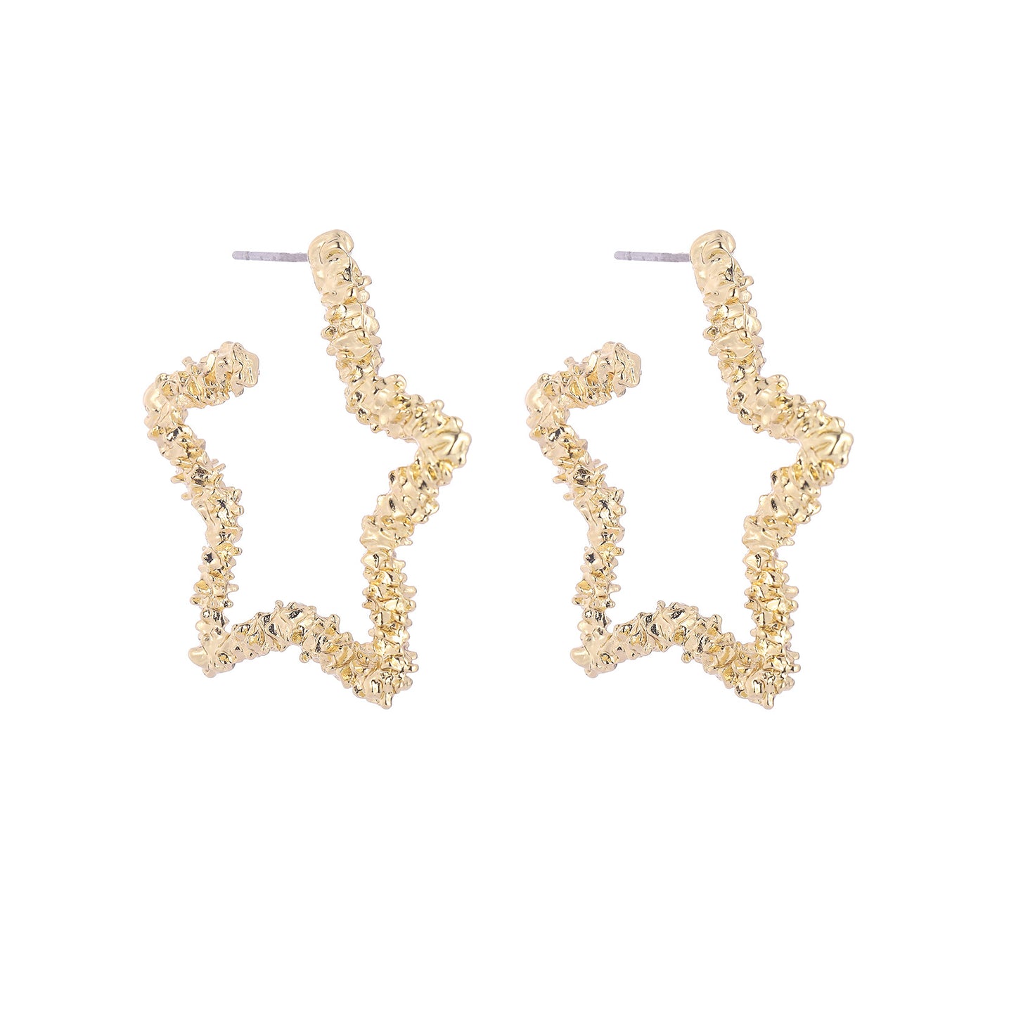 Texture Love Five-pointed Star Diamond Metal Earrings