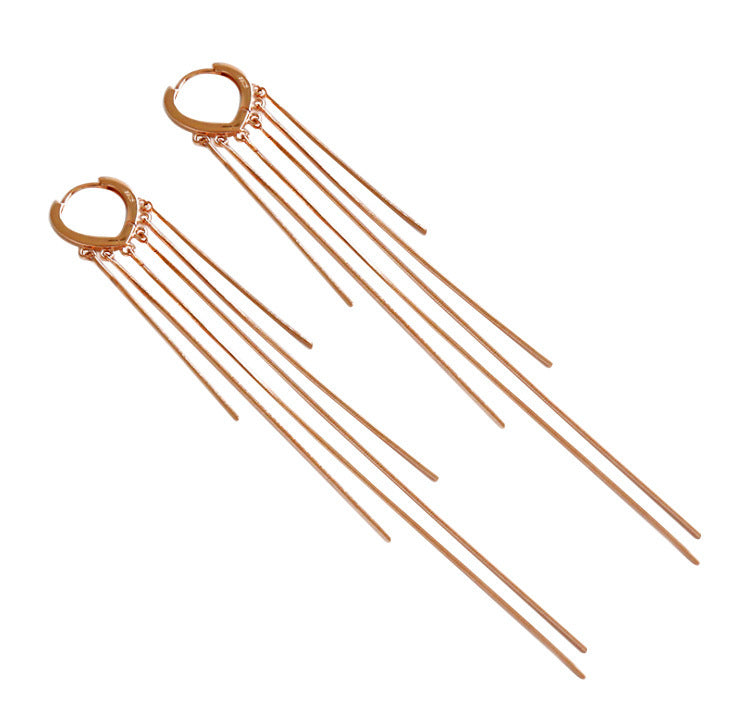 Women's Korean Style Siering Snake Bones Chain Tassel Long Clip Ear Line