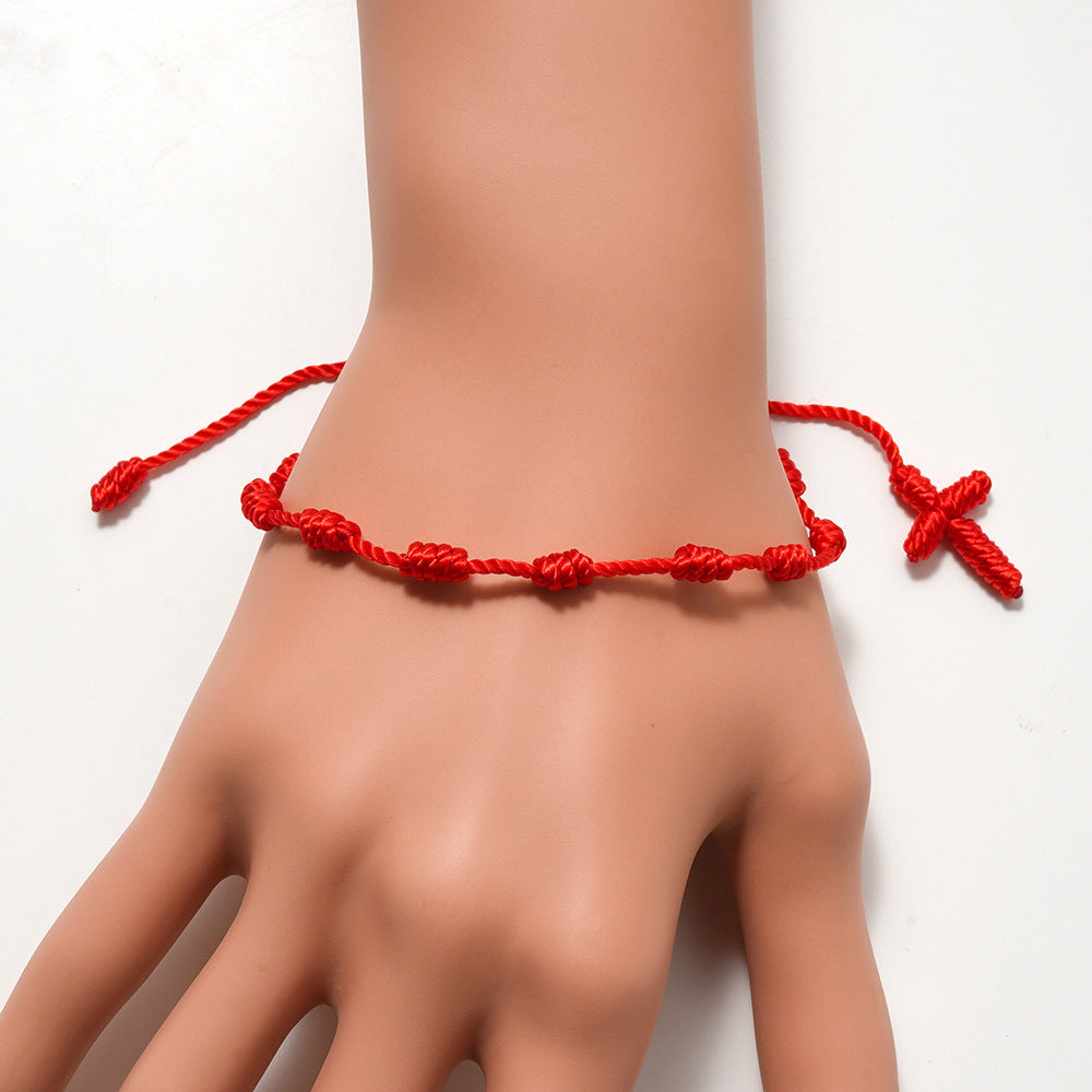 Creative Style Life Red Rope Ethnic Cross Woven Bracelets