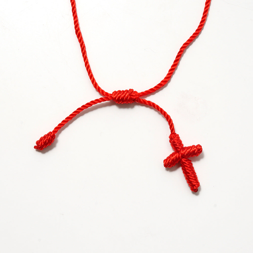 Creative Style Life Red Rope Ethnic Cross Woven Bracelets