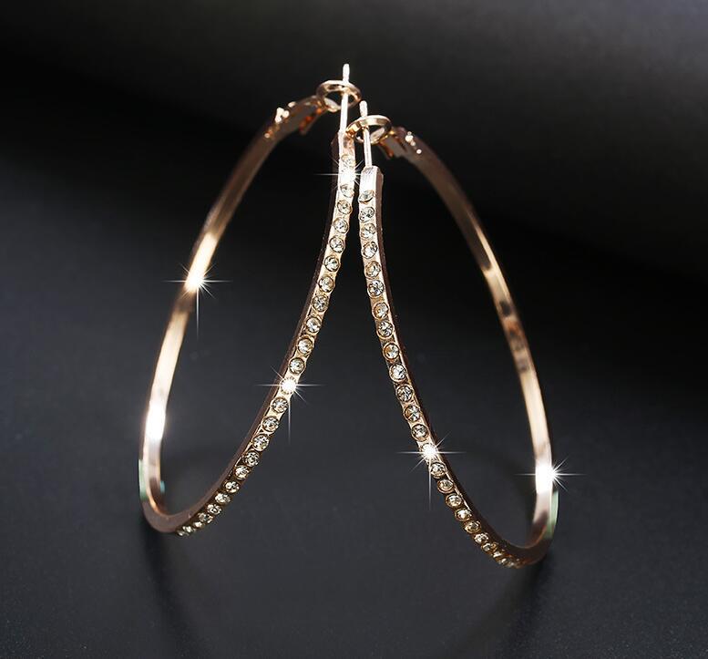 Exaggerated Female Personality Circle Diamond Big Ear Earrings