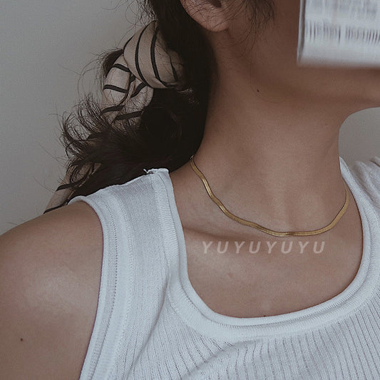 Women's Accessories Jewellery Chain Simple Neck U-shaped Titanium Steel Flat Necklaces