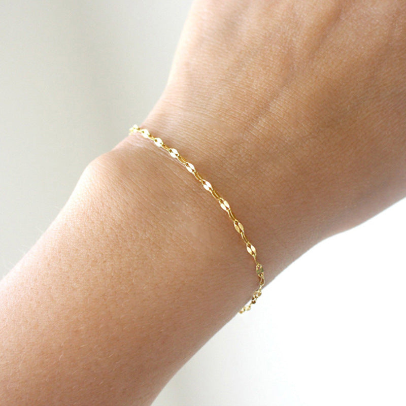 Women's Adjustable Gold Stainless Steel Simple Lace Bracelet